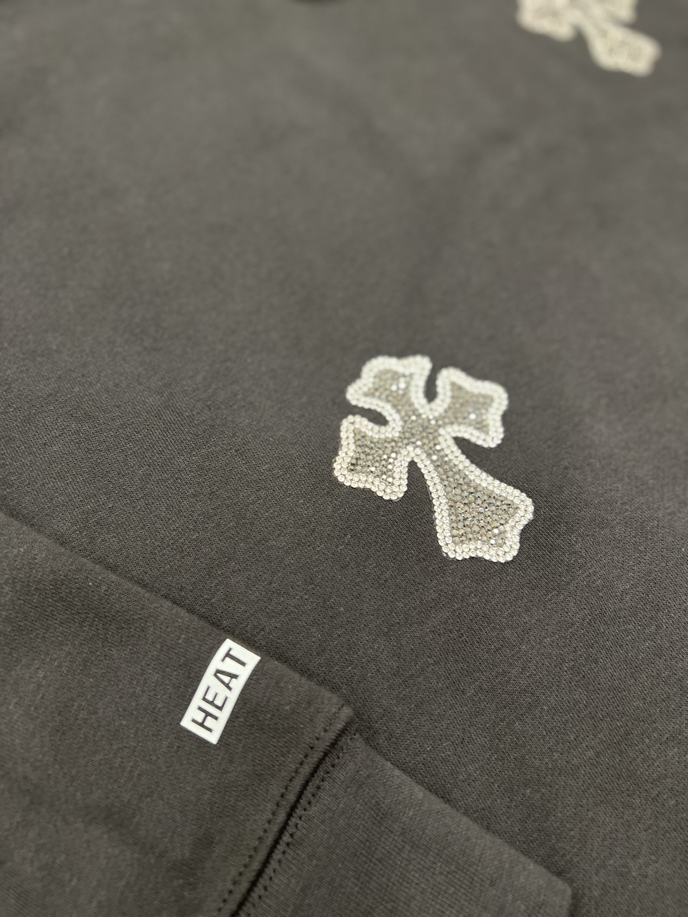 Rhinestone Hoodie Triple Cross Y2K Pullover Hoodie | Heat Irvine Rhinestone Hoodie Triple Cross Y2K Pullover Hoodie | Heat Irvine