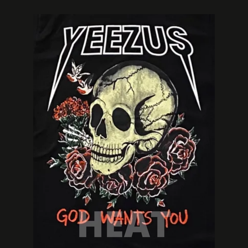 Yeezus Skull & Rose Black Graphic T-Shirt