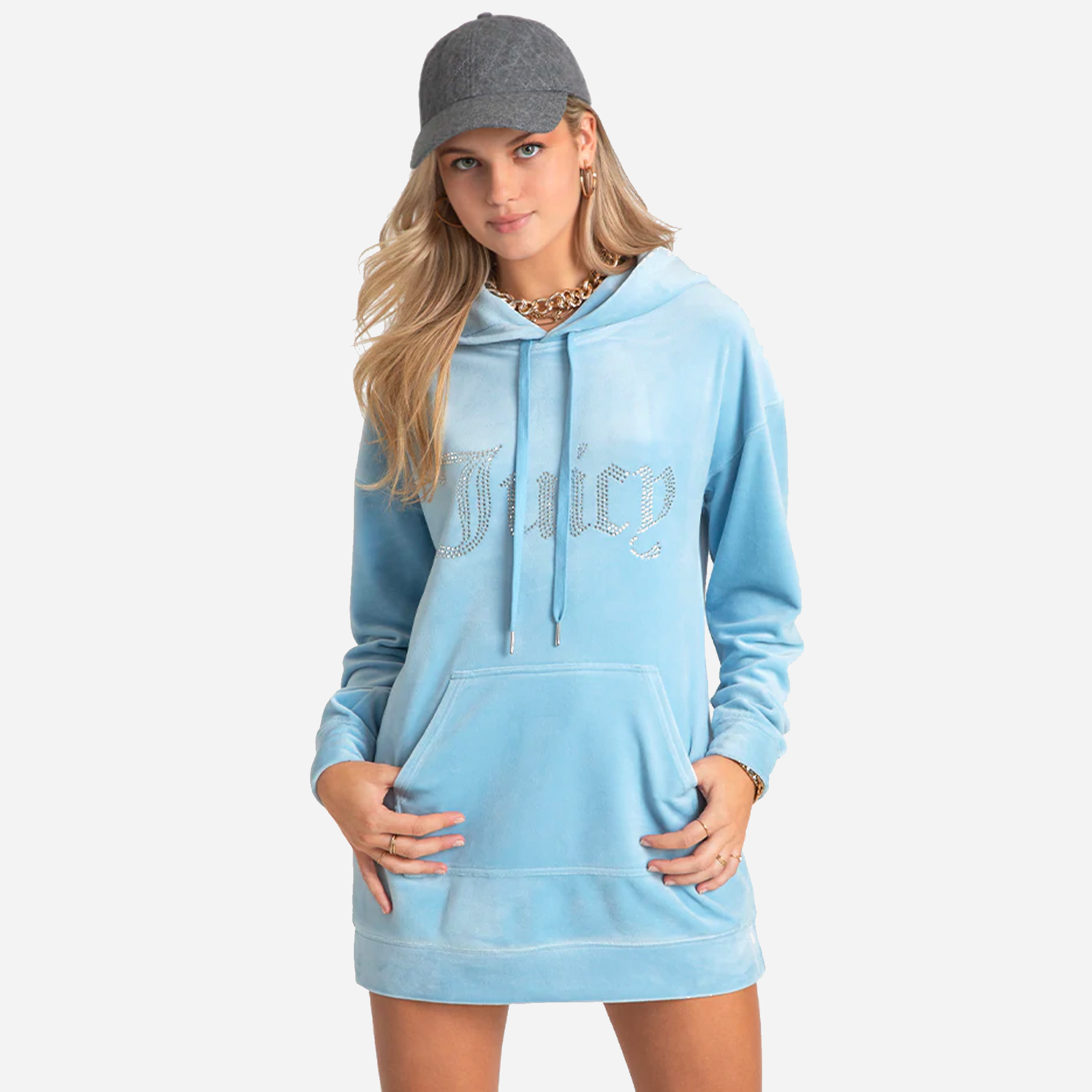 Juicy Couture Big Bling Velour Hoodie Dress HEAT Heat Irvine