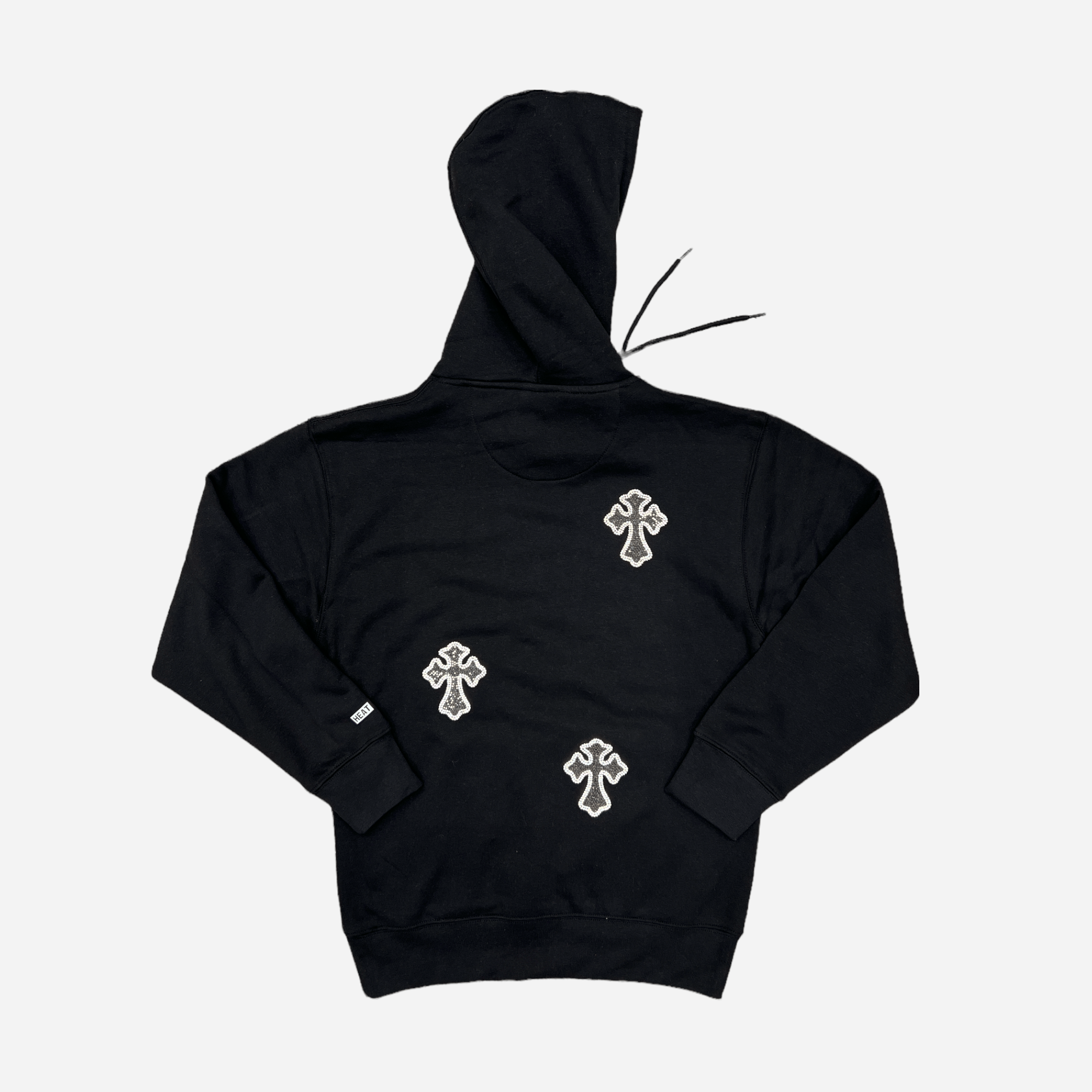 Rhinestone Hoodie Triple Cross Y2K Pullover Hoodie | Heat Irvine