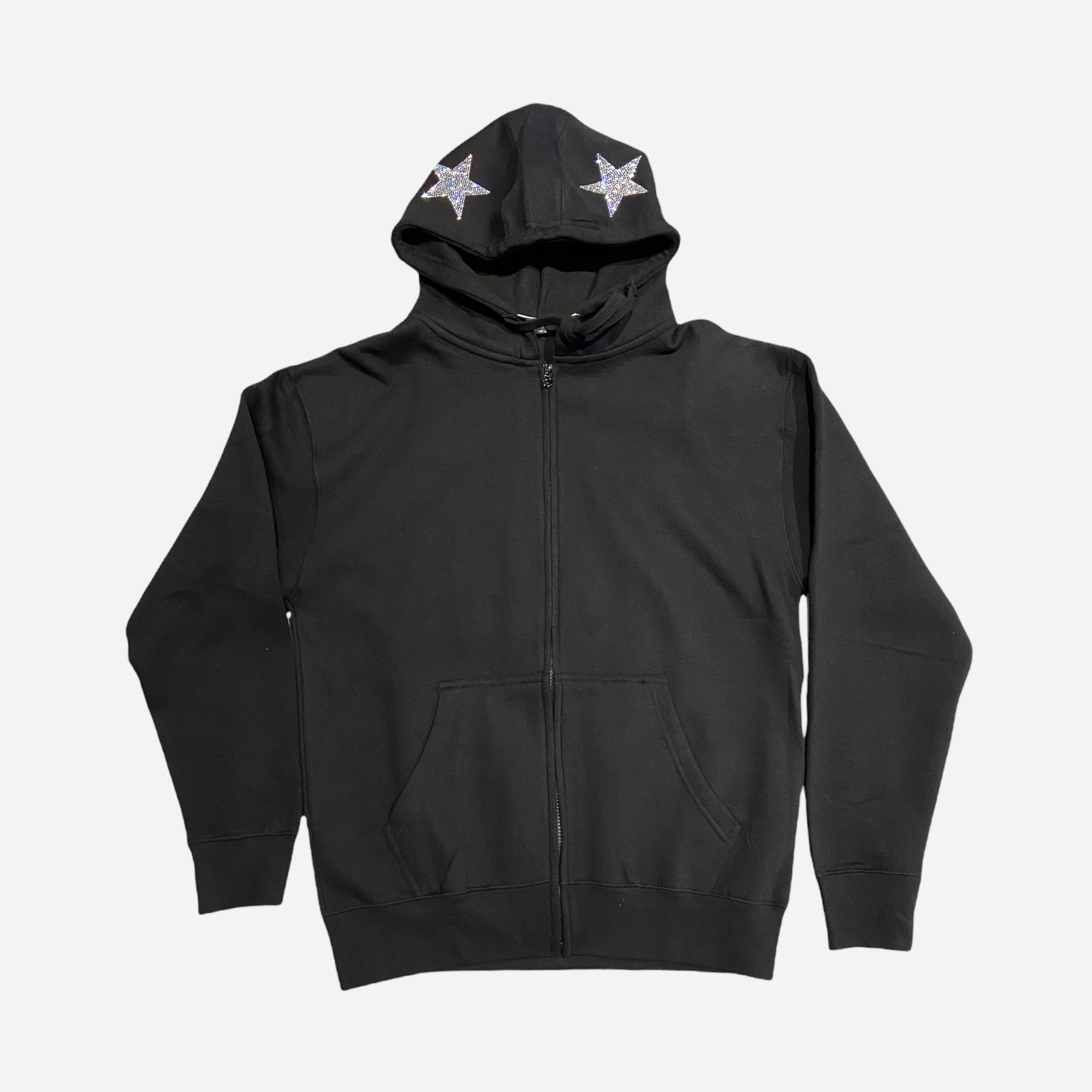 Black rhinestone smiley face hoodie 2025