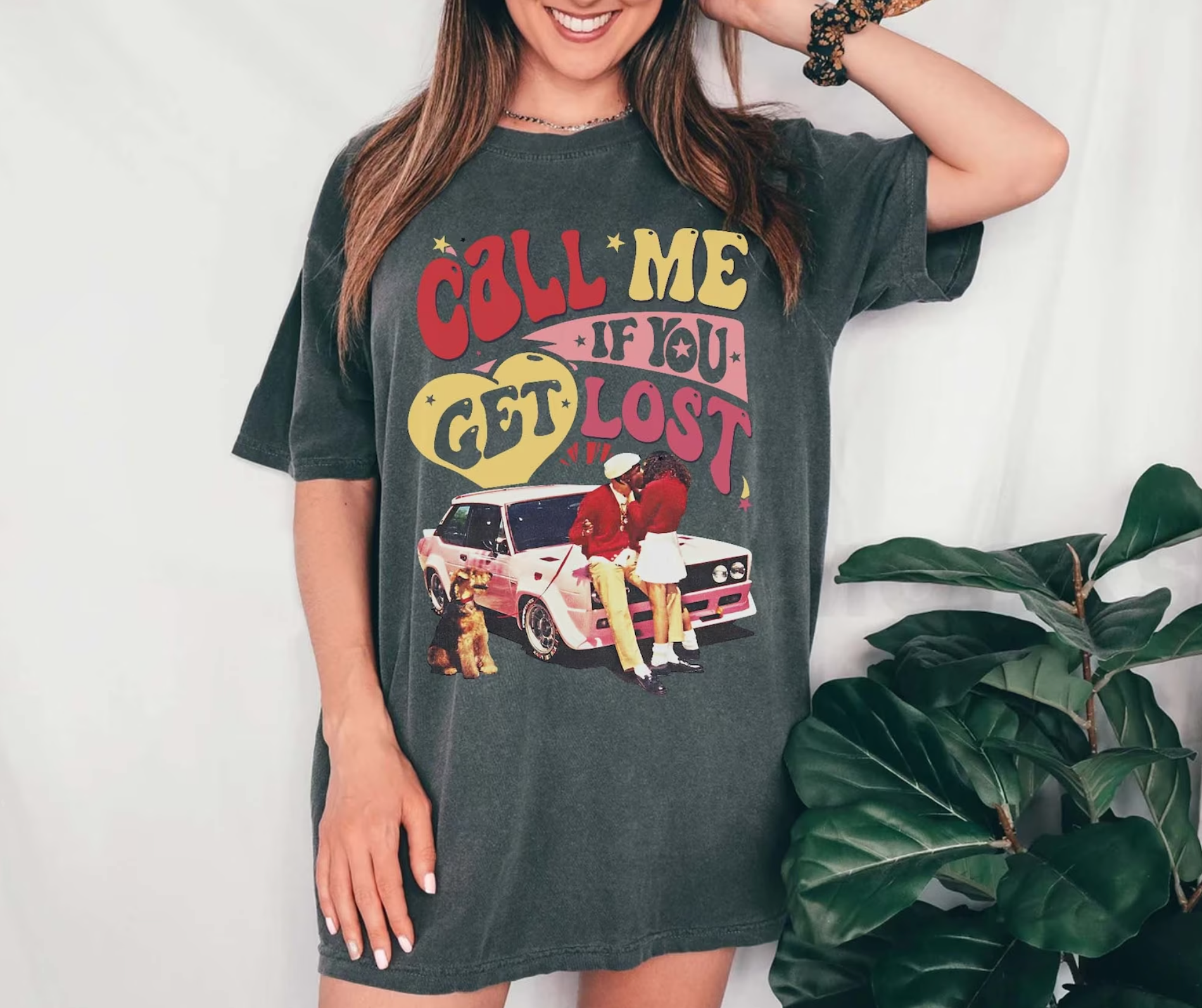 Call Me If You Get Lost Big Heart Vintage Graphic T-Shirt