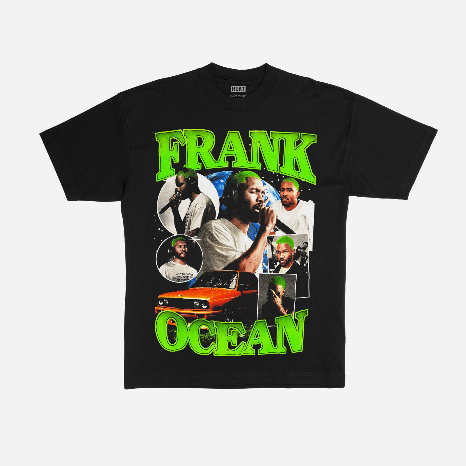 Graphic tee with fein neon green