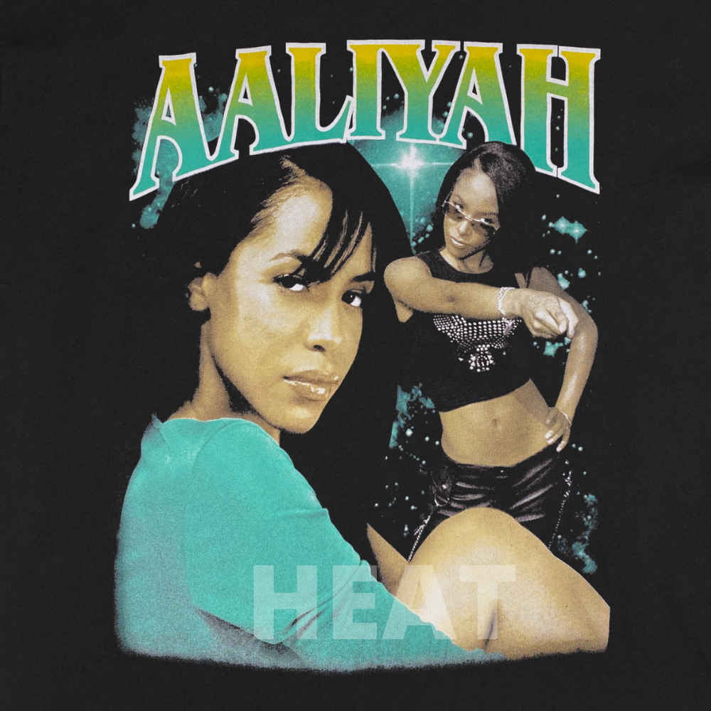 Aaliyah Green Star Unisex Black Graphic T-Shirt